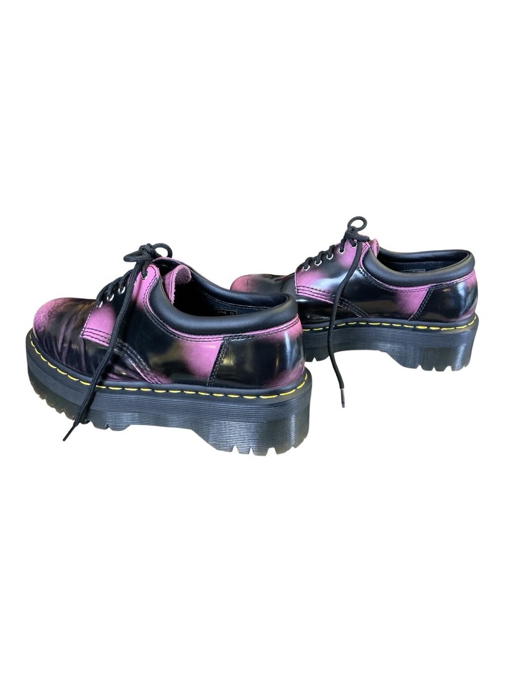 Dr. Martens Shoes Black Fondant Pink 8053 Quad Rub-Off Platform Oxfords Punk 8 - Picture 4 of 7